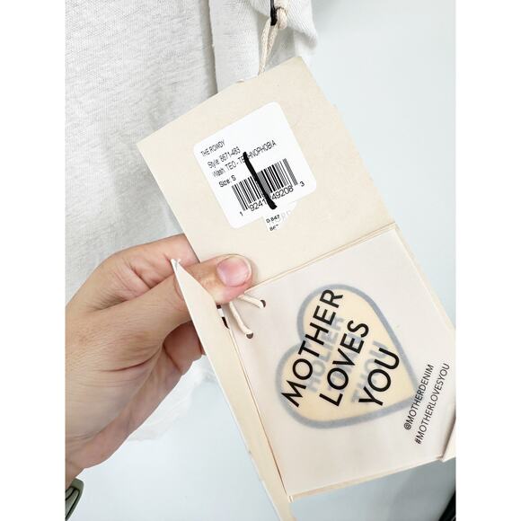 Mother Denim The Rowdy Graphic Short Sleeve Tee in Technophobia White Small NWT - Picture 6 of 7